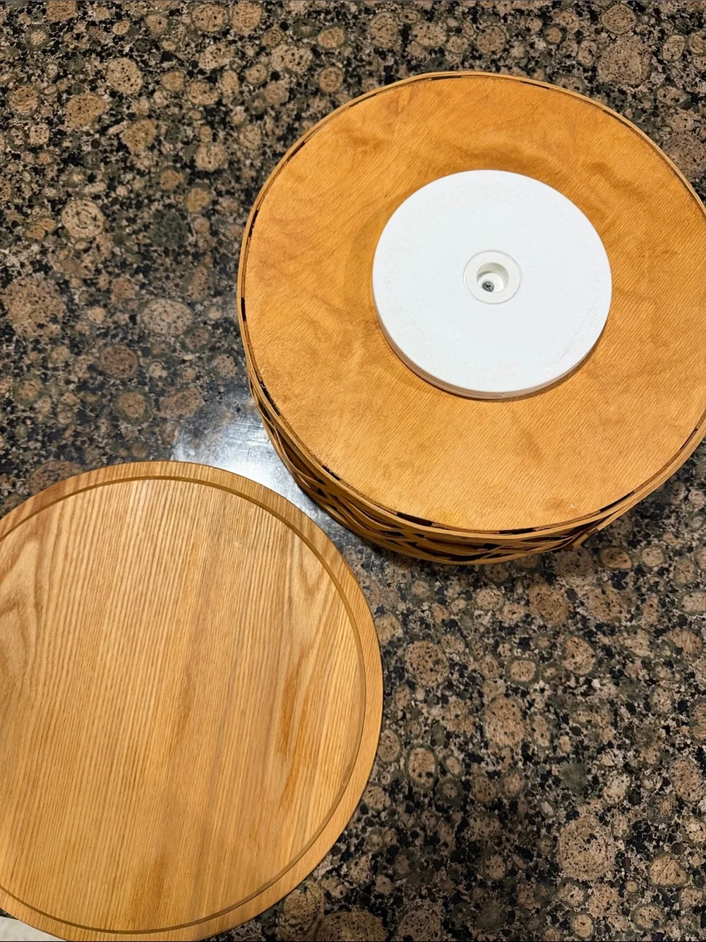 Peterboro Round Woven Lazy Susan Basket with Lid